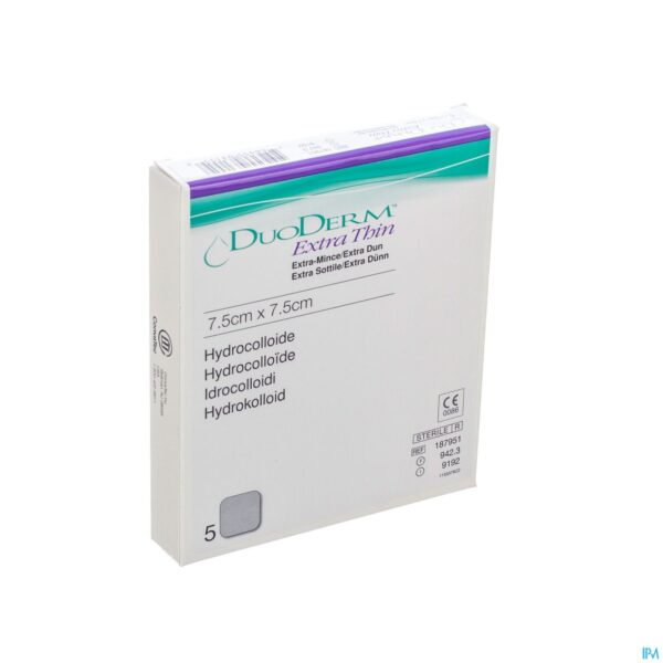 Packshot Duoderm Extra Dun Verb Hydro 7,5cmx7,5cm 5 H7951