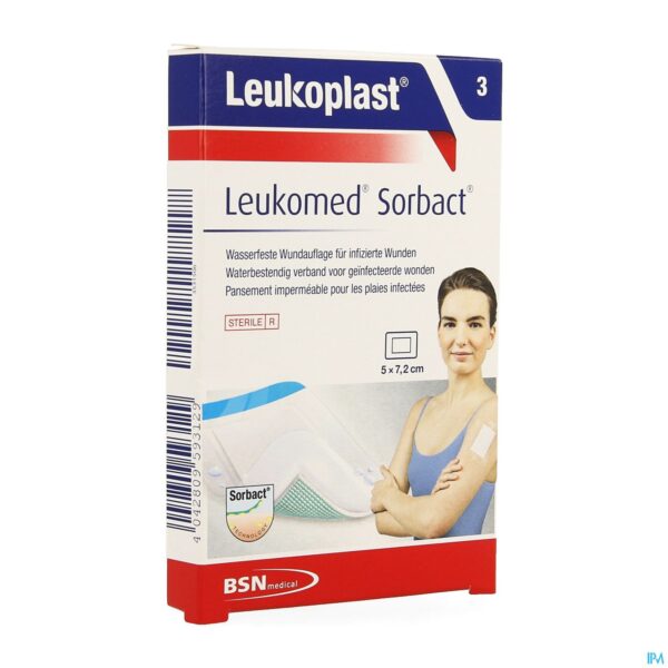 Packshot Leukomed Sorbact 5cmx7,2cm 3 Leukoplast