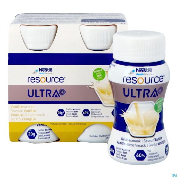 Productshot Resource Ultra+ Vanillesmaak 4x125ml Nf