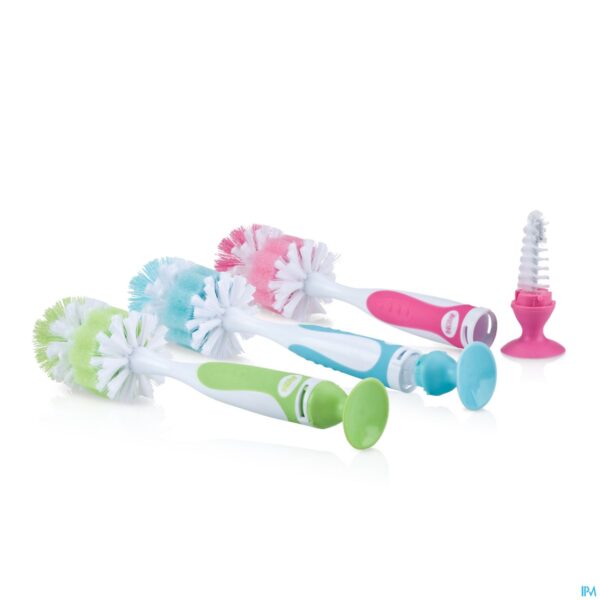 Productshot Nûby Flessenborstel met kleinere speenborstel en zuignap