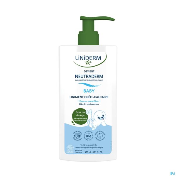 Packshot Neutraderm Baby Bio Liniment Pompe 480ml