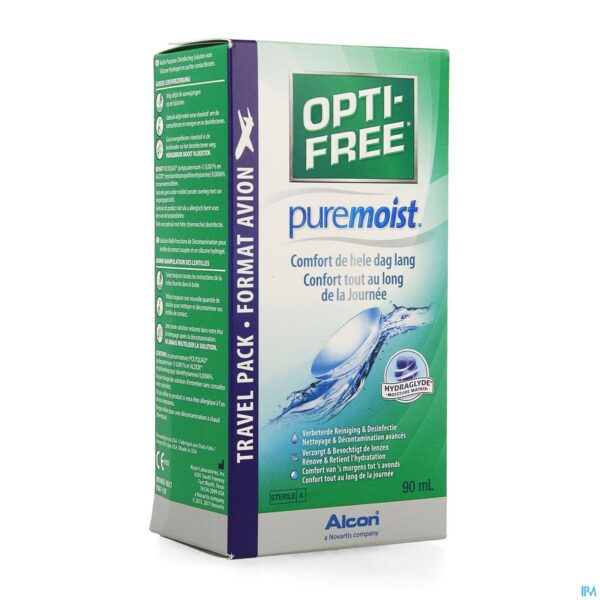 Packshot Opti-free Puremoist M.purpos.desinf.1x 90ml+etui
