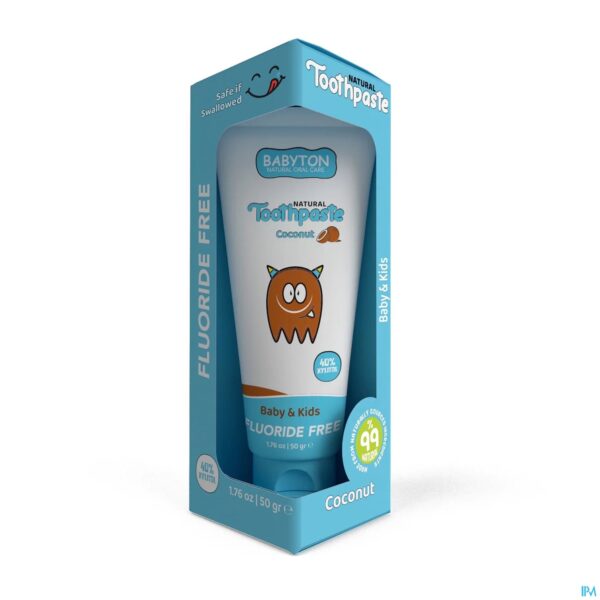Packshot Babyton Natuurlijke Tandpasta Kokos Baby/kids 50g