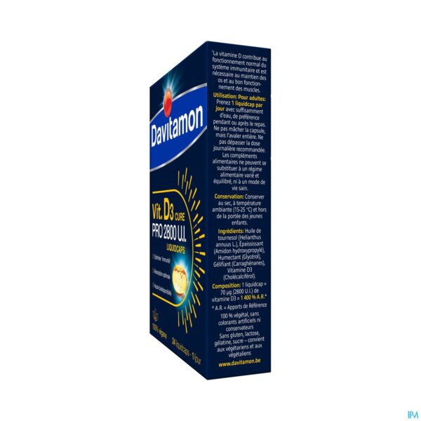 Packshot Davitamon Vegan Vit.d3 2800iu 24 Caps Be