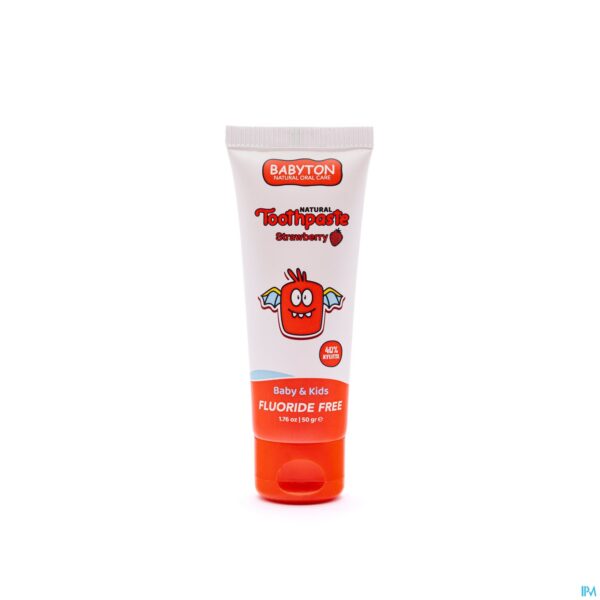 Productshot Babyton Natuurlijke Tandpasta Aardbei Baby/kids50g