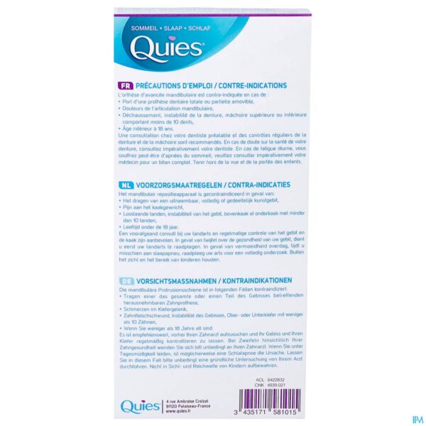 Packshot Quies Mandibulair Repositieapparaat A/snurken