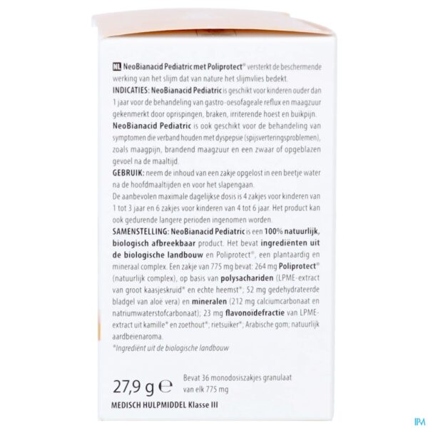 Packshot Neobianacid Pediatric Zakjes Granulaat 36x775mg